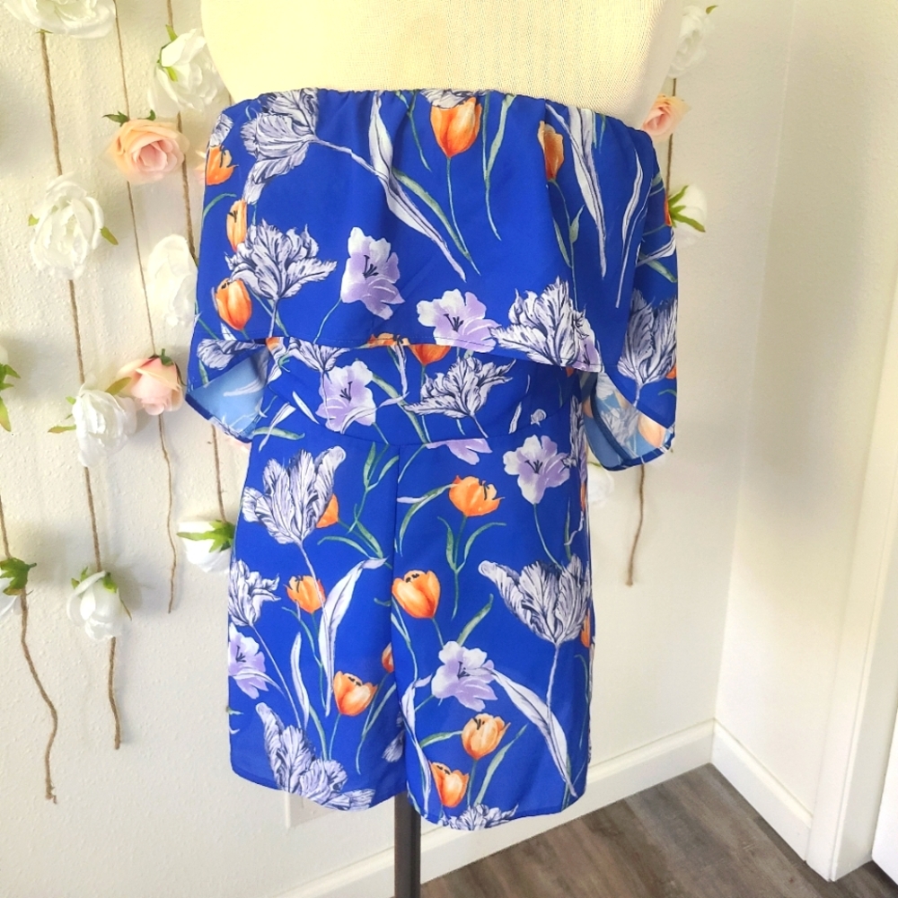 Blue floral romper